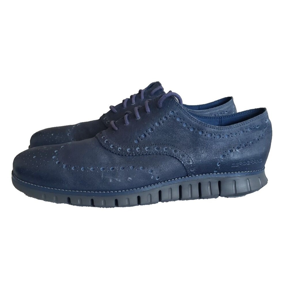 Cole Haan Zerogrand Wing Ox Blue Leather Wingtip Brogue Oxford Shoes Men's 11.5M - Picture 6 of 11